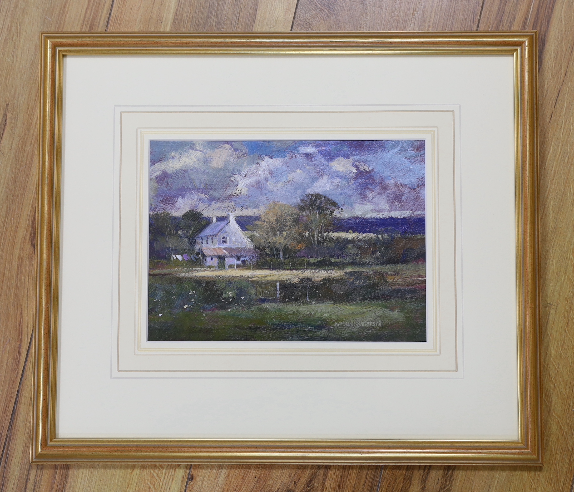 Norman Battershill (b.1922) oil, 'Dorset, Drying Day', signed, 23 x 17cm